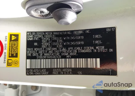 2017 Toyota Highlander Limited Platinum from USA, damaged, VIN 5TDDZRFH4HS482439